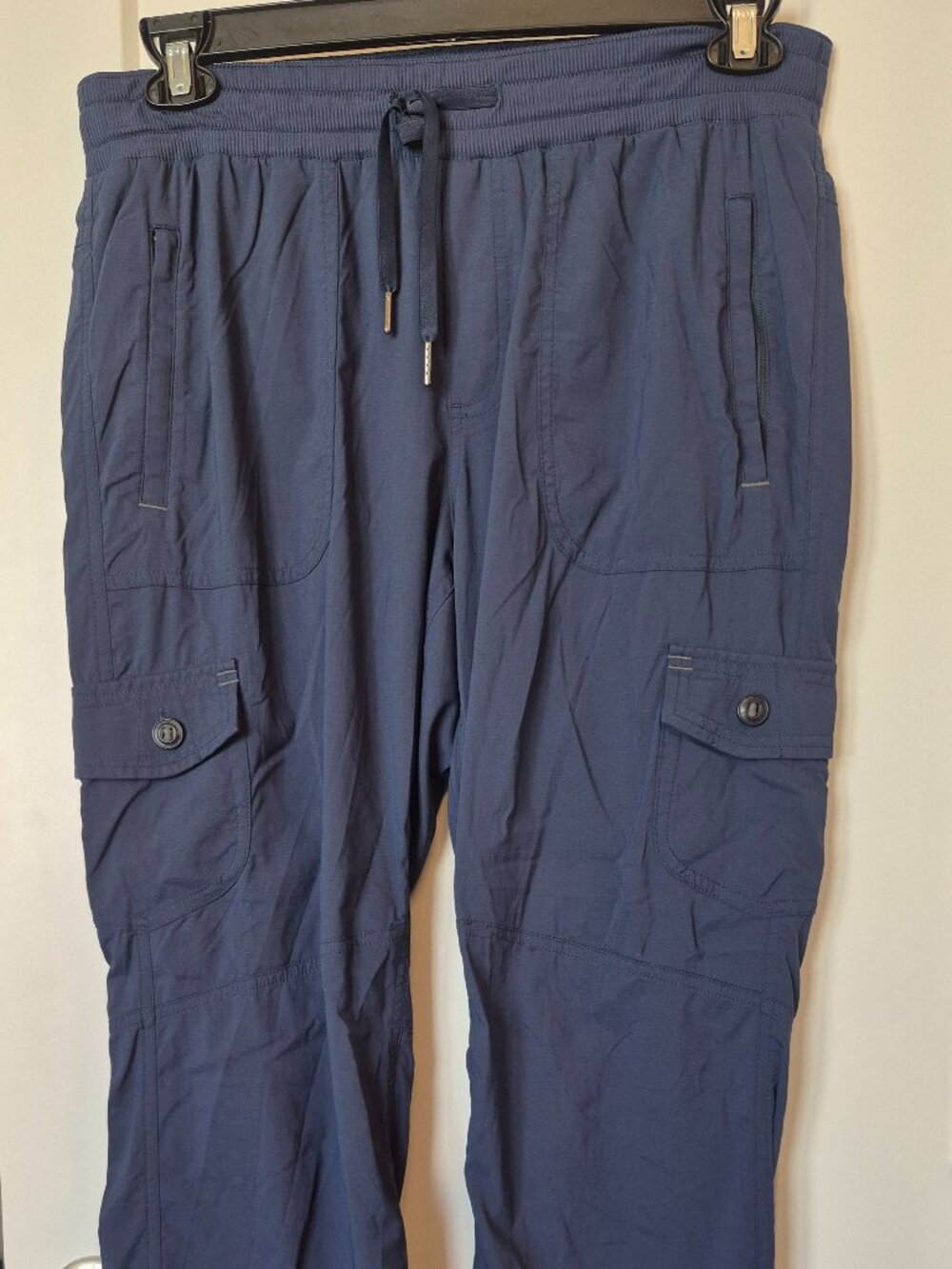 L.L.Bean Navy Cargo Utility Pants – Drawstring Lightweight Travel Pants (Size M)